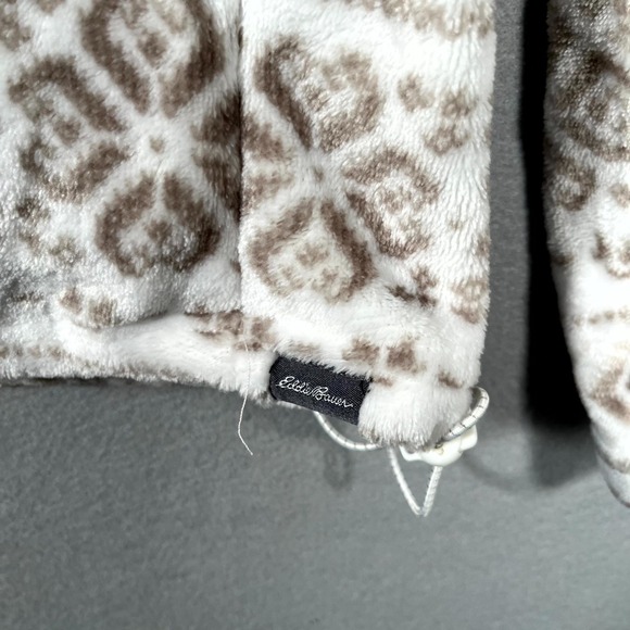 Eddie Bauer Jacket Womens Large White Fair Isle Geometric Quarter Zip Mock Neck - Picture 2 of 8